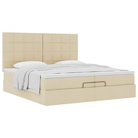 vidaXL Ottoman sängram med madrasser gräddvit 200x200 cm tyg