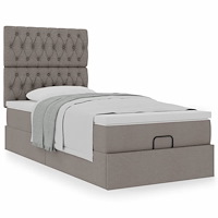 vidaXL Ottoman sängram med madrass taupe 80x200 cm tyg