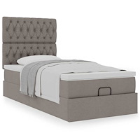 vidaXL Ottoman sängram med madrass taupe 90x190 cm tyg