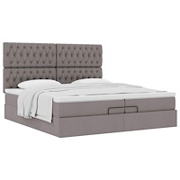vidaXL Ottoman sängram med madrasser taupe 200x200 cm tyg