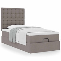vidaXL Ottoman sängram med madrass taupe 80x200 cm tyg
