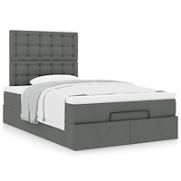 vidaXL Ottoman sängram med madrass mörkgrå 120x190 cm tyg
