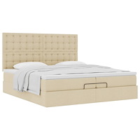 vidaXL Ottoman sängram med madrasser gräddvit 200x200 cm tyg