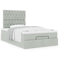 vidaXL Ottoman sängram med madrasser ljusgrå 120x190 cm sammet