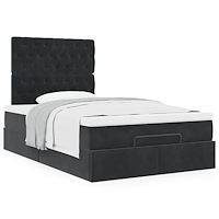 vidaXL Ottoman sängram med madrasser mörkgrön 120x190 cm sammet
