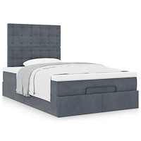 vidaXL Ottoman sängram med madrasser mörkgrå 120x190 cm sammet