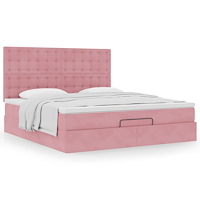vidaXL Ottoman sängram med madrasser rosa 180x200 cm sammet
