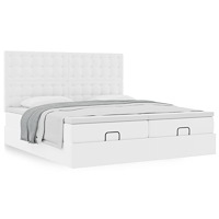 vidaXL Ottoman sängram med madrasser vit 180x200 cm konstläder