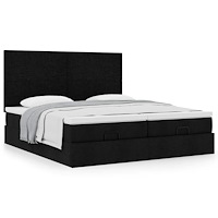 vidaXL Ottoman sängram med madrasser svart 160x200 cm tyg
