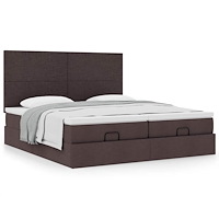 vidaXL Ottoman sängram med madrasser mörkbrun 200x200 cm tyg
