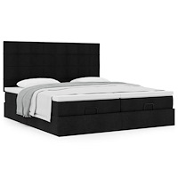 vidaXL Ottoman sängram med madrasser svart 160x200 cm tyg