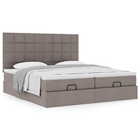 vidaXL Ottoman sängram med madrasser taupe 200x200 cm tyg