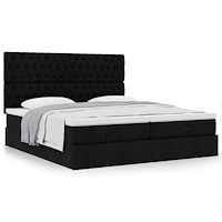 vidaXL Ottoman sängram med madrasser svart 160x200 cm tyg