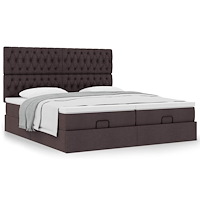 vidaXL Ottoman sängram med madrasser mörkbrun 200x200 cm tyg