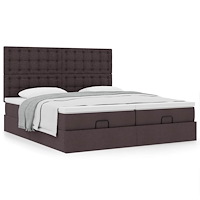 vidaXL Ottoman sängram med madrasser mörkbrun 180x200 cm tyg