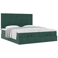 vidaXL Ottoman sängram med madrasser mörkgrön 180x200 cm sammet