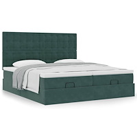 vidaXL Ottoman sängram med madrasser mörkgrön 180x200 cm sammet