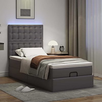 vidaXL Ottoman sängram med madrass grå 90x190 cm konstläder