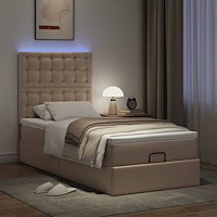 vidaXL Ottoman sängram med madrass cappuccino 90x190 cm konstläder