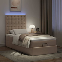 vidaXL Ottoman sängram med madrass cappuccino 100x200 cm konstläder