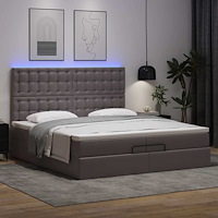 vidaXL Ottoman sängram med madrasser grå 200x200 cm konstläder