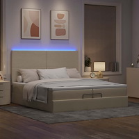 vidaXL Ottoman sängram med madrasser gräddvit 200x200 cm tyg
