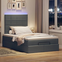 vidaXL Ottoman sängram med madrass mörkgrå 120x190 cm tyg