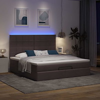 vidaXL Ottoman sängram med madrass mörkbrun 180x200 cm tyg