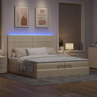 vidaXL Ottoman sängram med madrasser gräddvit 200x200 cm tyg