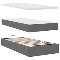 vidaXL Ottomansk säng med madrass och LED-lampor mörkgrå 80x200cm tyg
