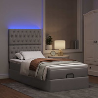 vidaXL Ottoman sängram med madrass taupe 80x200 cm tyg