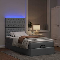 vidaXL Ottoman sängram med madrass ljusgrå 90x190 cm tyg