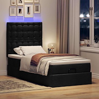 vidaXL Ottomansk säng med madrass och LED-lampor svart 80x200cm tyg