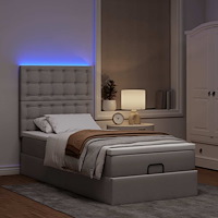 vidaXL Ottoman sängram med madrass taupe 80x200 cm tyg