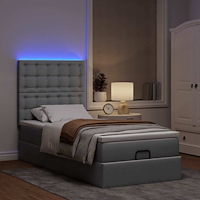 vidaXL Ottoman sängram med madrass ljusgrå 90x190 cm tyg