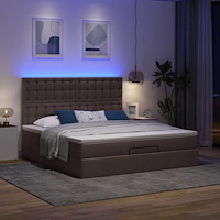 vidaXL Ottoman sängram med madrass mörkbrun 180x200 cm tyg