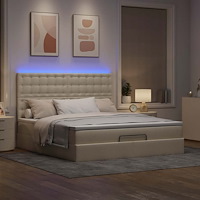 vidaXL Ottoman sängram med madrass gräddvit 180x200 cm tyg