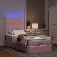 vidaXL Ottoman sängram med madrasser rosa 90x190 cm sammet