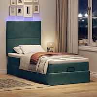 vidaXL Ottoman sängram med madrasser mörkgrön 100x200 cm sammet