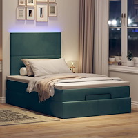 vidaXL Ottoman sängram med madrasser mörkgrön 120x190 cm sammet