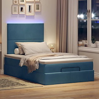 vidaXL Ottoman sängram med madrasser mörkblå 120x200 cm sammet