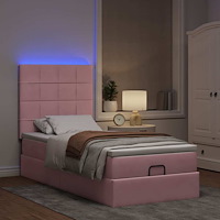 vidaXL Ottoman sängram med madrasser rosa 80x200 cm sammet