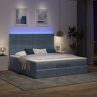vidaXL Ottoman sängram med madrasser mörkgrå 180x200 cm sammet