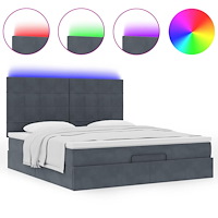 vidaXL Ottoman sängram med madrasser mörkgrå 180x200 cm sammet