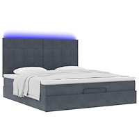 vidaXL Ottoman sängram med madrasser mörkgrå 180x200 cm sammet