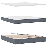 vidaXL Ottoman sängram med madrasser mörkgrå 180x200 cm sammet