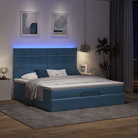 vidaXL Ottoman sängram med madrasser mörkblå 180x200 cm sammet
