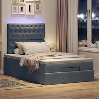 vidaXL Ottoman sängram med madrasser mörkgrå 120x190 cm sammet