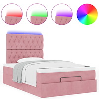 vidaXL Ottoman sängram med madrasser rosa 120x190 cm sammet