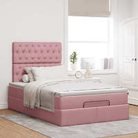 vidaXL Ottoman sängram med madrasser rosa 120x190 cm sammet